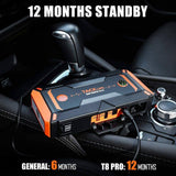 Tacklife T8 Pro 1200A Peak 18000mAh Water-Resistant Car Jump Starter with LCD Screen, Orange